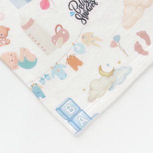 Watercolor-Baby-Party-Muster mit Teddybär Fleecedecke
