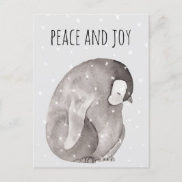 Watercolor Baby Penguin Winter Schnee Frieden & Fr Postkarte