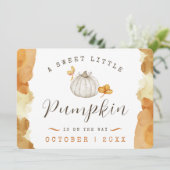 Watercolor Baby Pumpkin Pregnancy Ankündigung (Stehend Vorderseite)