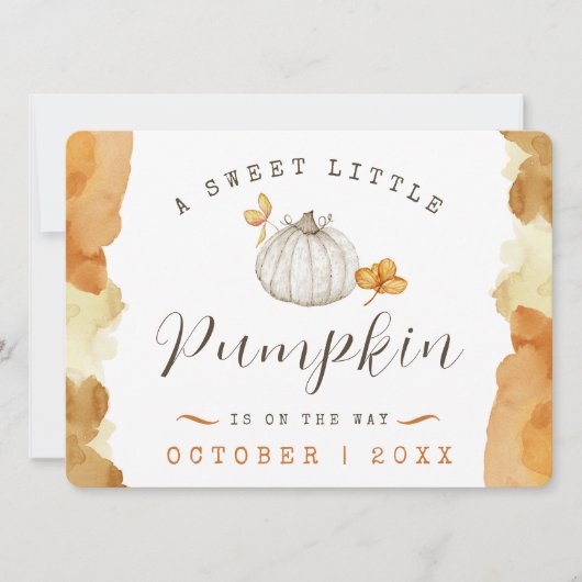 Watercolor Baby Pumpkin Pregnancy Ankündigung (Vorderseite)