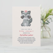 Watercolor Baby Raccoon Niedlich Whimsical Baby Gi Einladung (Stehend Vorderseite)