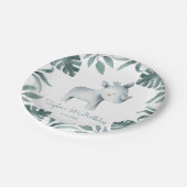 Watercolor Baby Rhinoceros Prince Tropical Pappteller (Schrägansicht)