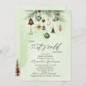 Watercolor Baby seine kalte Außendusche Invi Einladung (Vorne/Hinten)