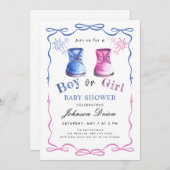 Watercolor Baby Shoes Theme | Neutral Baby Shower Einladung (Vorne/Hinten)