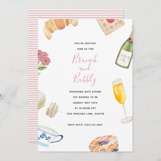 Watercolor Baby Shower Brunch Einladungen (Vorne/Hinten)