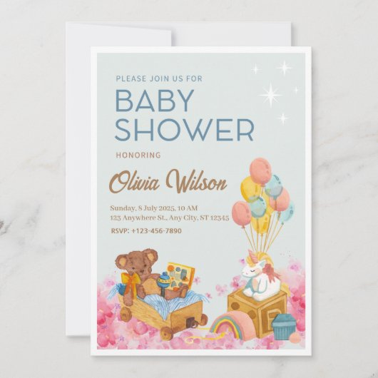 Watercolor Baby Shower Einladungskarte Einladung (Vorderseite)