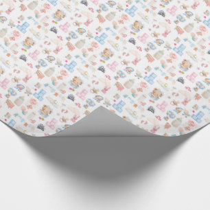 Watercolor-Baby-Shower-Muster mit Teddybär Geschenkpapier