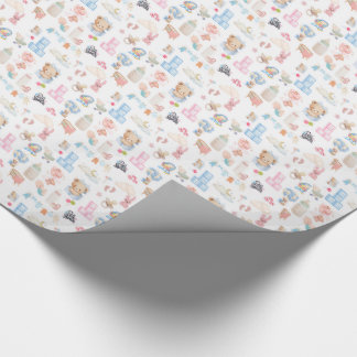 Watercolor-Baby-Shower-Muster mit Teddybär Geschenkpapier