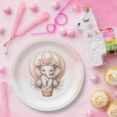 Watercolor Baby Shower Peach Elephant Pappteller (Party)