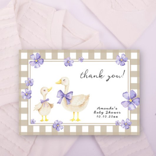 Watercolor baby silly goose baby shower thank you dankeskarte