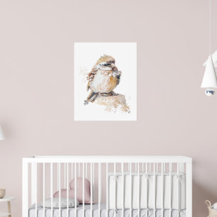 Watercolor Baby Sparrow mit Ruffled Feathers Poster