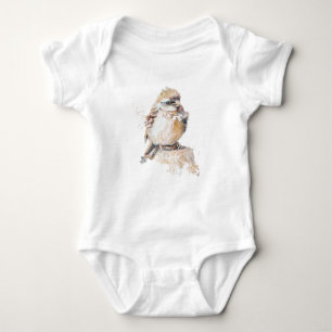 Watercolor Baby Sparrow mit Ruffled Feathers Strampler