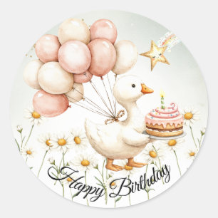 Watercolor Baby White Goose Geburtstagsparty Niedl Runder Aufkleber