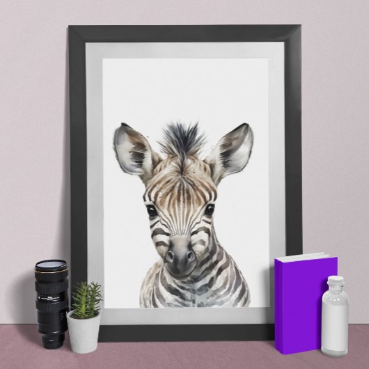 Watercolor Baby Zebra Kinderzimmer Kinderzimmer Poster