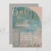 Watercolor Babydusche Einladung mit Umbrella (Vorne/Hinten)