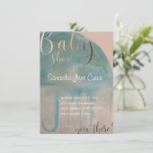 Watercolor Babydusche Einladung mit Umbrella (Stehend Vorderseite)