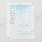 watercolor baby's breath | Baptism baby boy Einladung (Vorderseite)