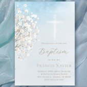 watercolor baby's breath | Baptism baby boy Einladung