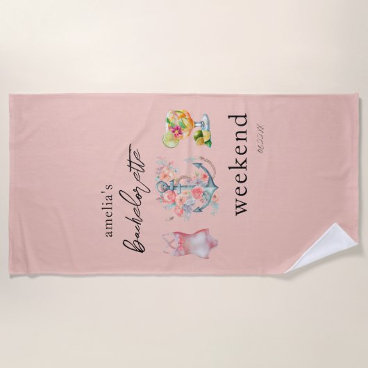 Watercolor Bachelorette Strandtuch (Vorderseite)