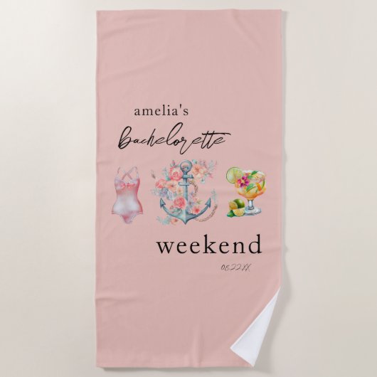 Watercolor Bachelorette Strandtuch (Vorderseite)