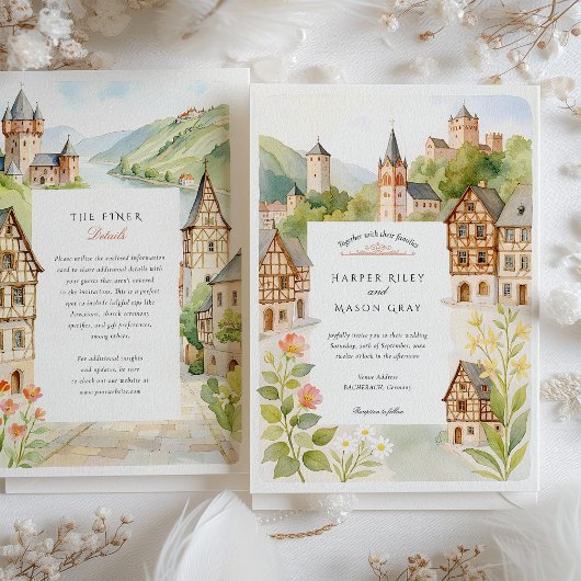 Watercolor BACHERACH Deutschland Wedding Einladung