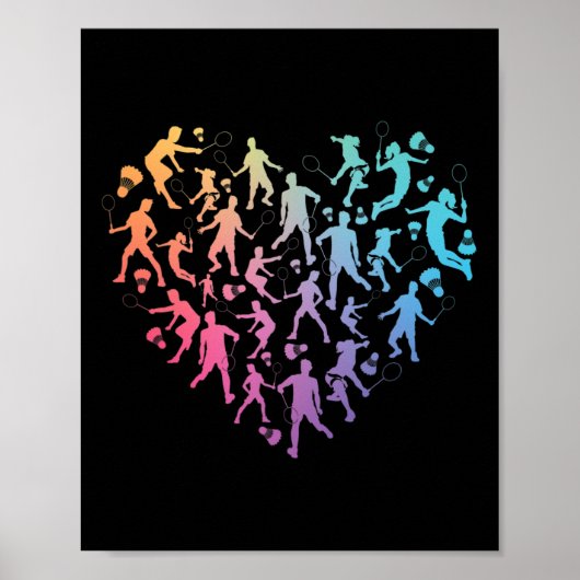 Watercolor Badminton Player Team Shuttle Liebhaber Poster (Vorne)