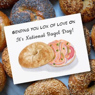Watercolor Bagels Räucherlachs Nationaler Bagel-Ta Postkarte