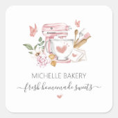 Watercolor Bakery Standmischer Quadratischer Aufkleber (Vorderseite)