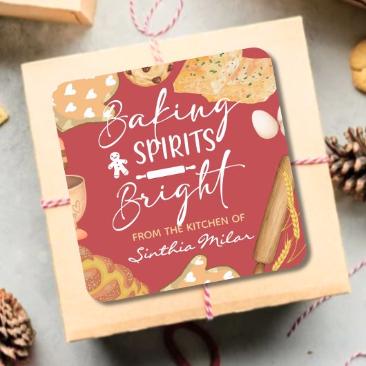 Watercolor Baking Spirituosen Helles Urlaubserlebn Quadratischer Aufkleber