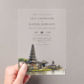 Watercolor Bali Temple Destination Wedding Acryleinladungen (Insitu (Handheld))