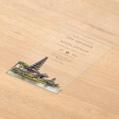 Watercolor Bali Temple Destination Wedding Acryleinladungen (Ablage )
