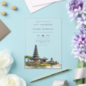 Watercolor Bali Temple Destination Wedding Acryleinladungen (In Situ (Hochzeit))