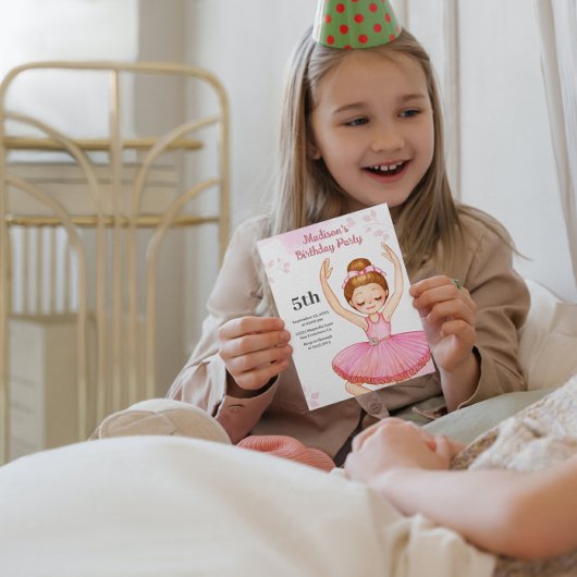 Watercolor Ballerina Birthday Einladung