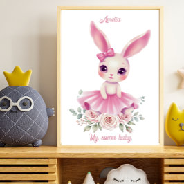 Watercolor Ballerina Bunny Nursery Leinwanddruck