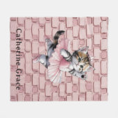 Watercolor Ballerina Kitten Girl Birthday Party Fleecedecke (Vorderseite (Horizontal))