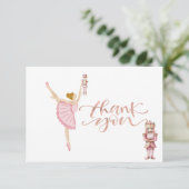 Watercolor-Ballerina-Nussknacker-Dankeskarten Dankeskarte (Stehend Vorderseite)