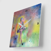 Watercolor Ballerina Weltraumwall Uhr (Winkel)