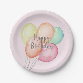 Watercolor Ballon Bunch Pink Geburtstagsparty Pappteller