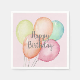 Watercolor Ballon Bunch Pink Geburtstagsparty Serviette