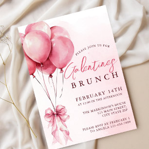 Watercolor-Ballon-Galentines-Brunch in Rosa  Einladung
