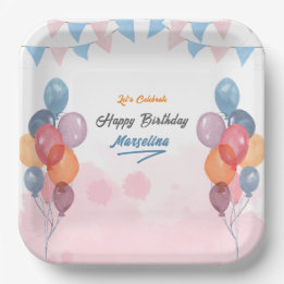 Watercolor Ballon Geburtstagsparty Paper Plate Pappteller