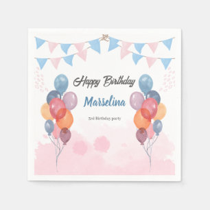 Watercolor Ballon Geburtstagsparty Serviette