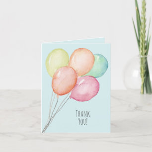 Watercolor-Ballon zum 1. Geburtstag in Blau Dankeskarte