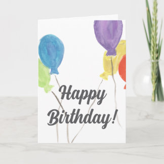Watercolor Balloon Birthday Card (Blank Inside) Karte