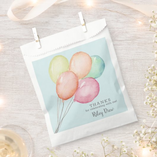 Watercolor Balloon Bunch Blue Birthday Gefallen Be Geschenktütchen (Ausgeschnitten)