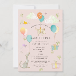 Watercolor Balloon Puppy Baby Dusche Einladung