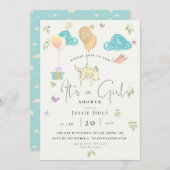 Watercolor Balloon Puppy Baby Girl Dusche Einladung (Vorne/Hinten)