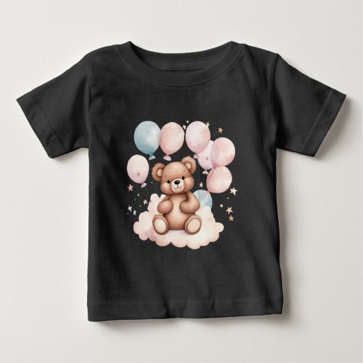 Watercolor Balloon Teddy Bear Baby T-shirt (Vorderseite)