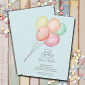 Watercolor Balloons Blue Baby Dusche Einladung