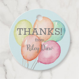 Watercolor Balloons Blue Vielen Dank für Ihre Rund Geschenkanhänger